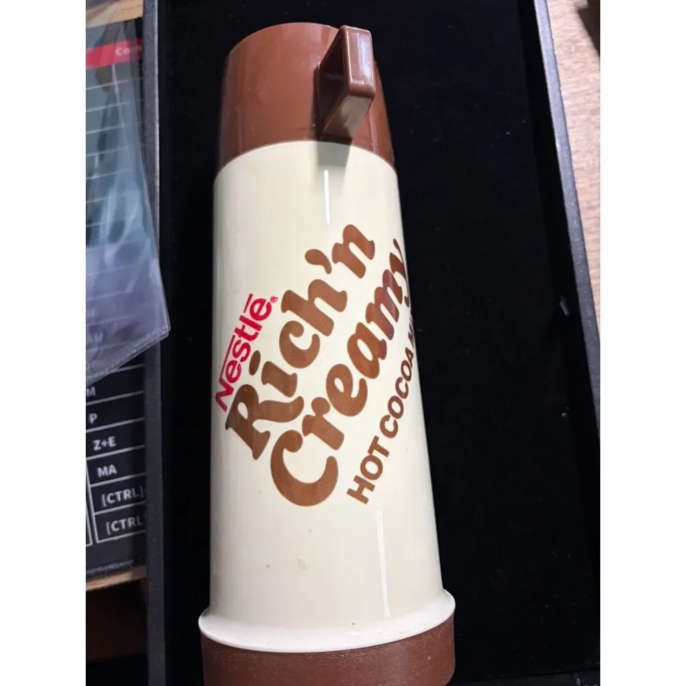 Vtg. Nestle Rich 'n Creamy hot cocoa mix thermos